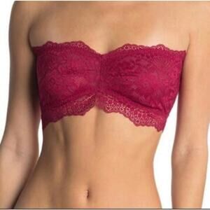 New Intimately Free People Lacey Looks Bandeau Lace Bralette Burgundy S NWT